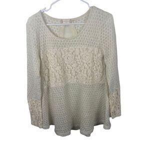 Altar'd State Cream Sweater‎ Lace Acrylic Nylon Blend Size Small